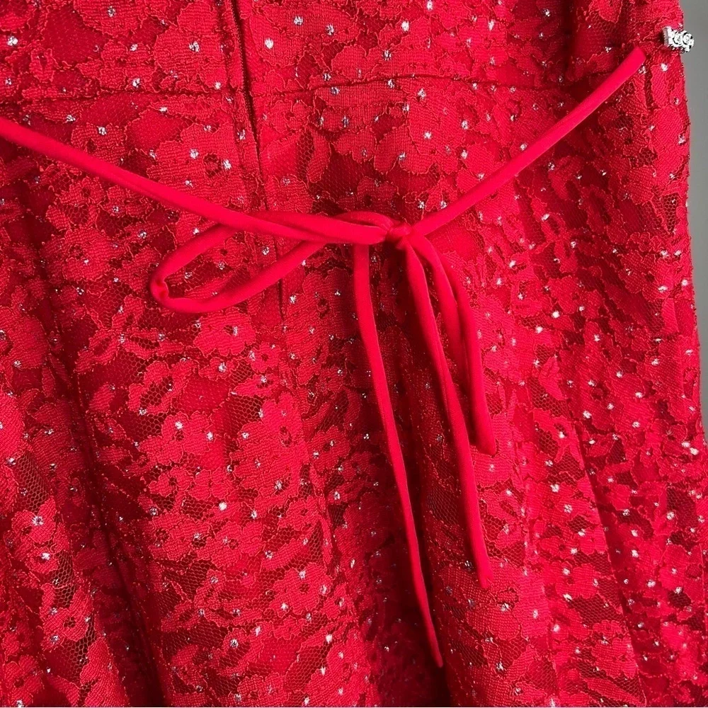 Speechless Girls Plus Size 20.5 Red Party Dress Rhinestone Sleeveless Tie XXL - Picture 7 of 7